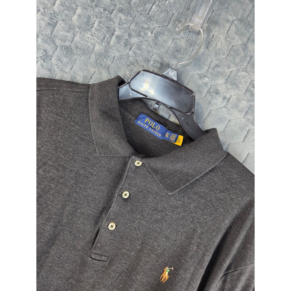 Polo Ralph Lauren Mens XLT Charcoal Grey Heather Short Sleeve Polo Shirt Classic